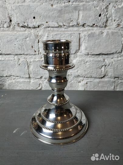 Большой старинный подсвечник Серебрение