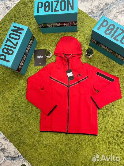 Зип Худи Nike Tech Fleece Red Оригинал