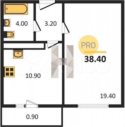 1-к. квартира, 38,4 м², 1/17 эт.