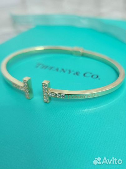 Золотой браслет tiffany с фианитами, 585 probe