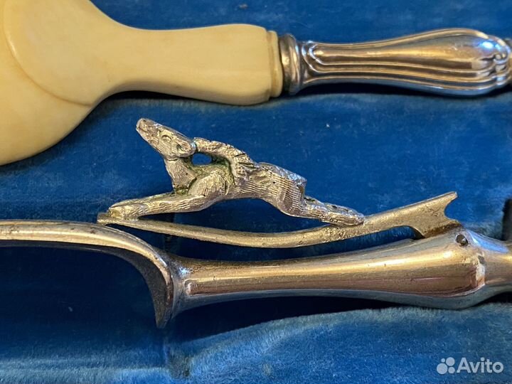 Набор для мяса из серебра. Франция. Кость