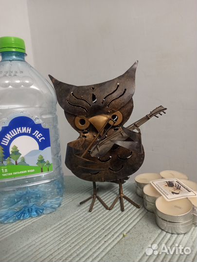 Фигурка сова со скрипкой подсвечник