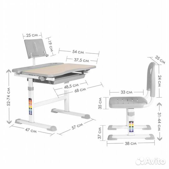 Комплект парта и стул Anatomica Avgusta для началь