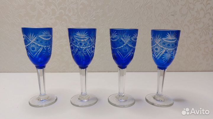 Рюмки синий хрусталь