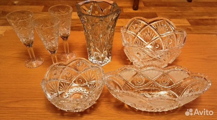 Салатник Фужеры Ваза Хрусталь СССР