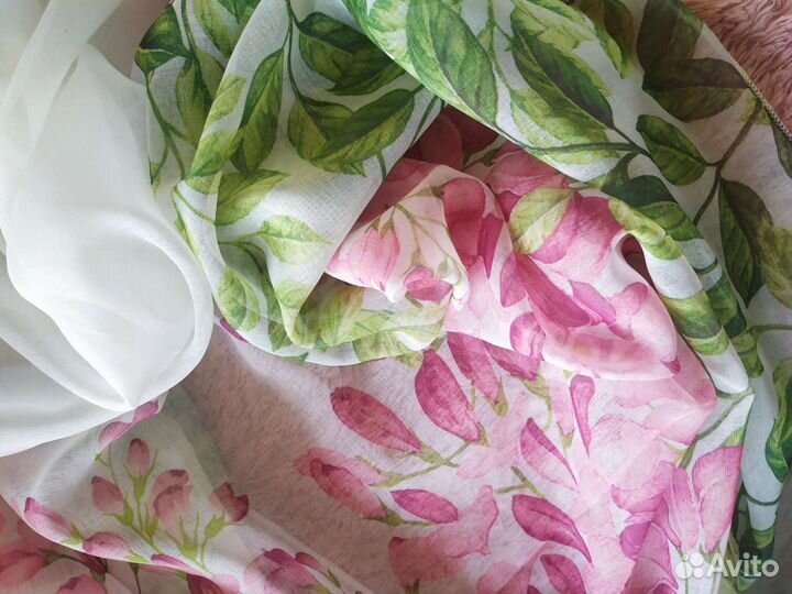 Ткани для штор лён, вуаль, лента в дар