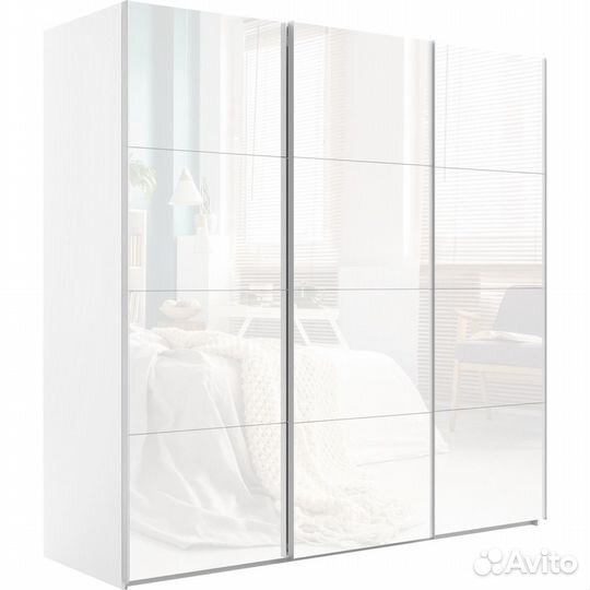 Шкаф-купе Эста 3-х дверный Цельный (12 Белых стеко