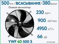 Вентилятор осевой YWF6D-500S, всасывание, диаметр