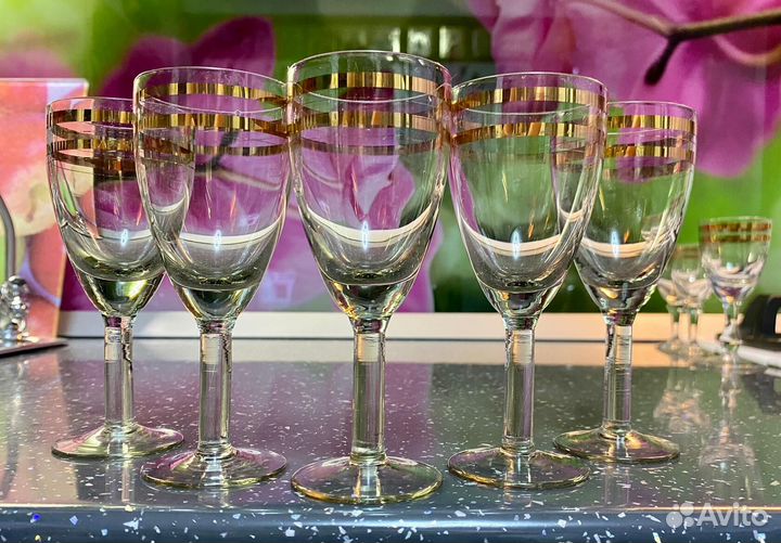 Бокалы рюмки фужеры СССР Стекло Добор Виноград