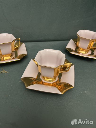 Кофейные пары 3 шт Розовый фарфор Чехия