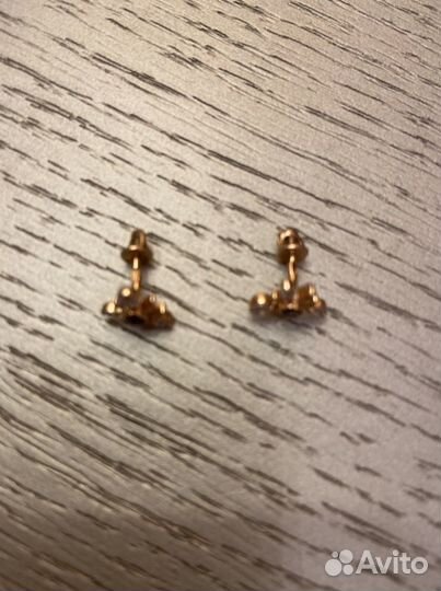 Серьги пусеты золотые с фианитами