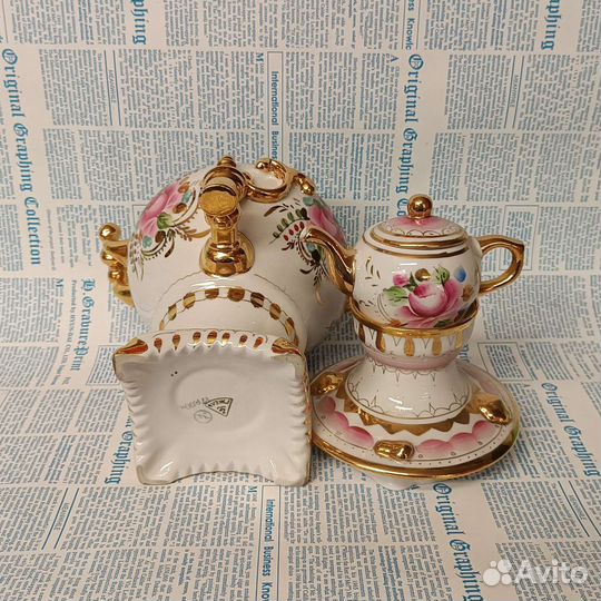 Самовар фарфоровый Гжель