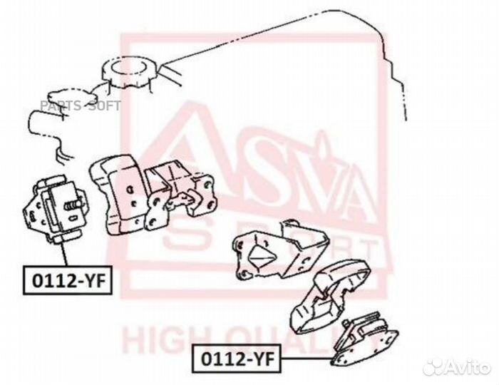 Asva 0112-YF подушка двигателя передняя 2Y/3Y/4Y t