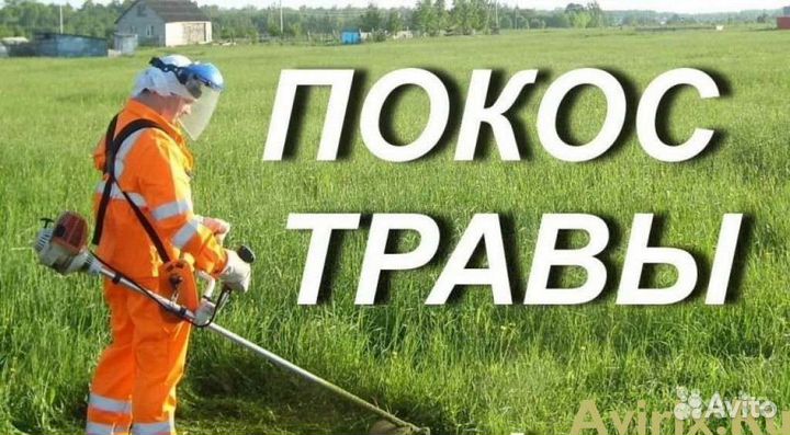 Покос травы триммером