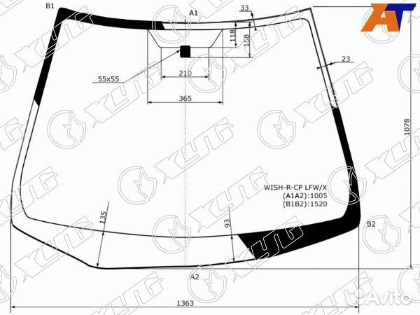 Стекло лобовое toyota wish