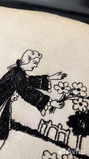 Старинная вышивка в раме, комплект вышивка СССР