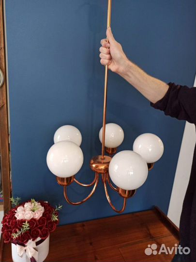 Люстра винтаж Европа 5 плафонов
