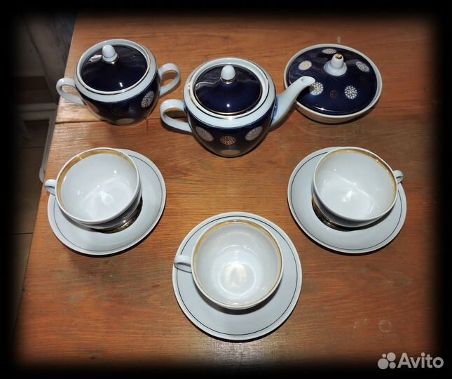 Чайный кобальтовый сервиз Полонне 1980-1991гг