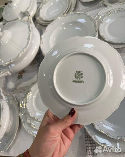 Веймар, столовый сервиз. Винтаж зеленое клеймо