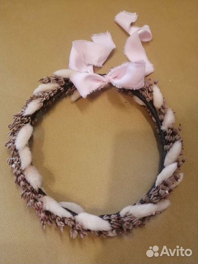 Венок из розовой лаванды с шелковой лентой
