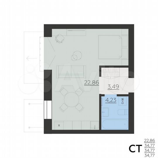 1-к. квартира, 34,8 м², 5/6 эт.