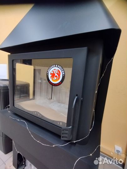 Печь-камин экокамин Бавария Три стекла черная