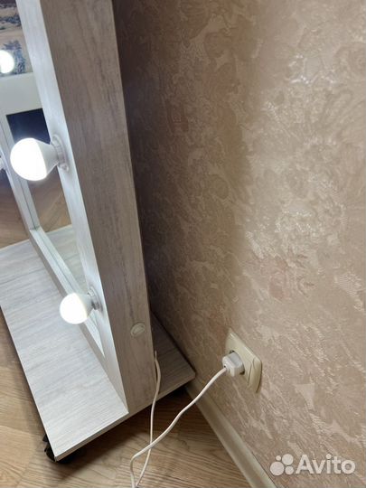 Зеркало напольное гримерное серое с подсветкой