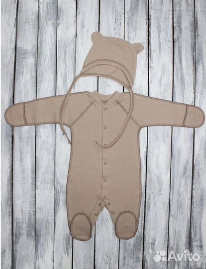 Комбинезон с шапкой хлопковый для малыша