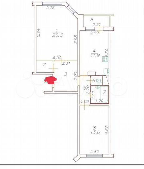 2-к. квартира, 62 м², 8/14 эт.