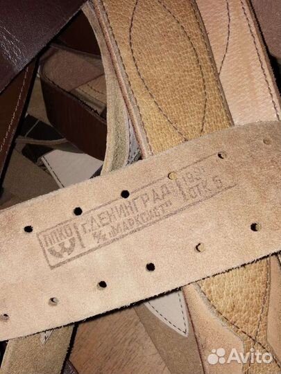 Ремень коричневый кожаный офицерский СССР