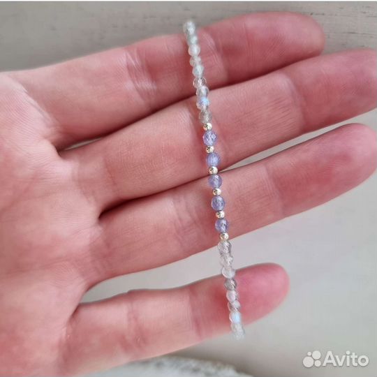 Танзанит и лабрадорит браслет из натуральных камне