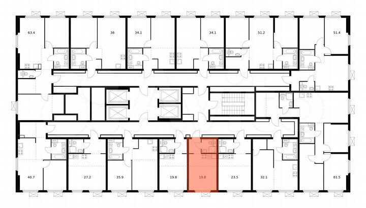 Квартира-студия, 19,8 м², 27/33 эт.