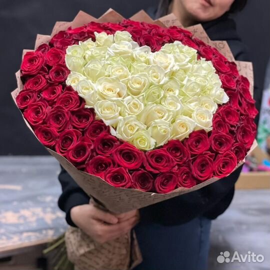 Букет сердце из 101 розы