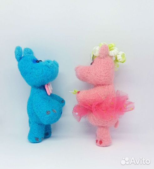 Бегемотик авторская игрушка ручная работа