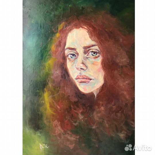 Картина маслом большая рыжая девушка масло холст