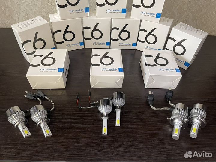 Светодиодные LED лампы C6 H1,H4,H7