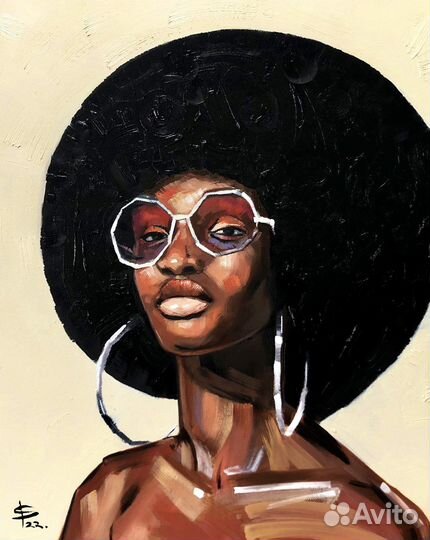 Картина с африканкой маслом на холсте