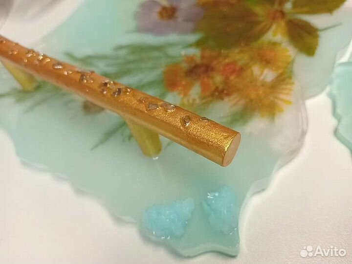 Поднос с подстаканниками из эпоксидной смолы