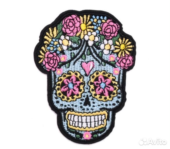 Нашивки на одежду череп в стиле панк термонашивка