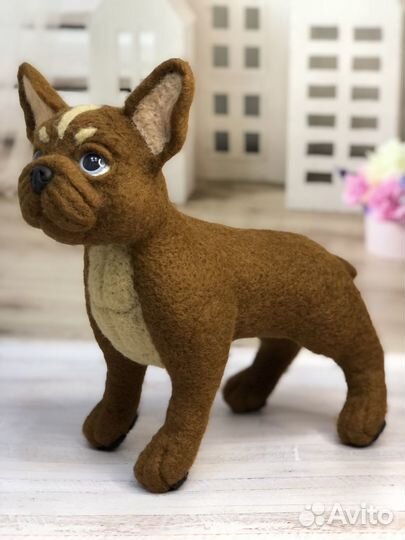 Французский бульдог. Интерьерная игрушка из шерсти