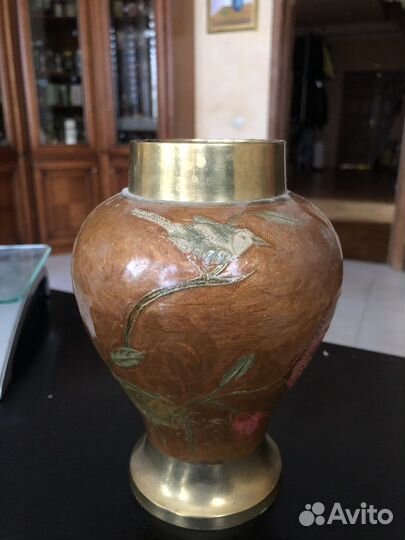 Ваза в технике клуазоне, медь, эмаль