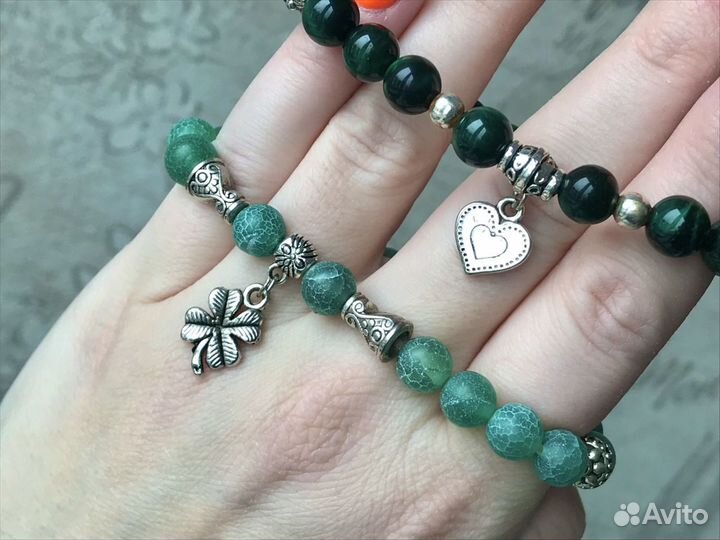 Два Браслета из натуральных камней - оберег амулет