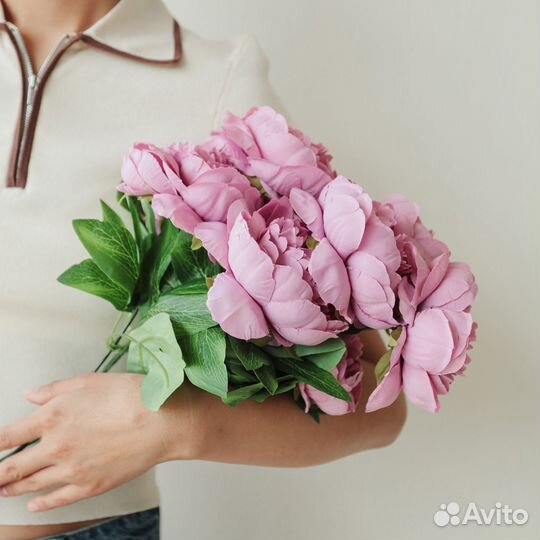 Искусственный букет цветов из 10 голов пиона