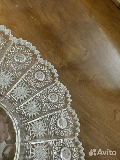 Ваза на ножке Снежинка Чехия и салатница