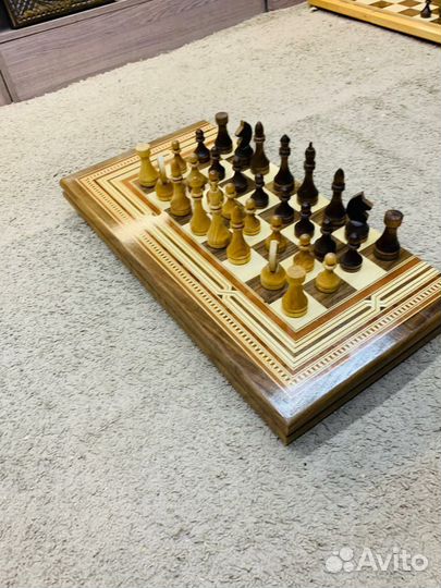 Шахматы нарды шашки 3 в 1 ручной работы