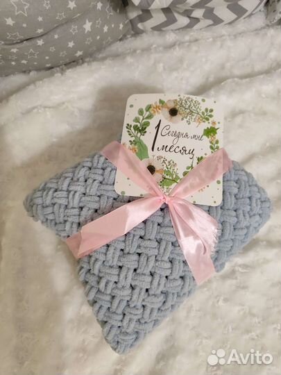 Плед вязаный плюшевый