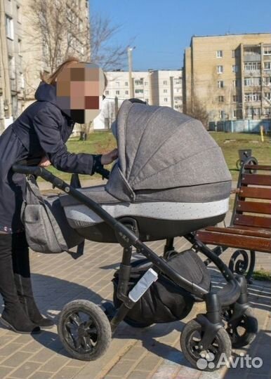 Коляска Adamex Avila 3 в 1 серый Меландж