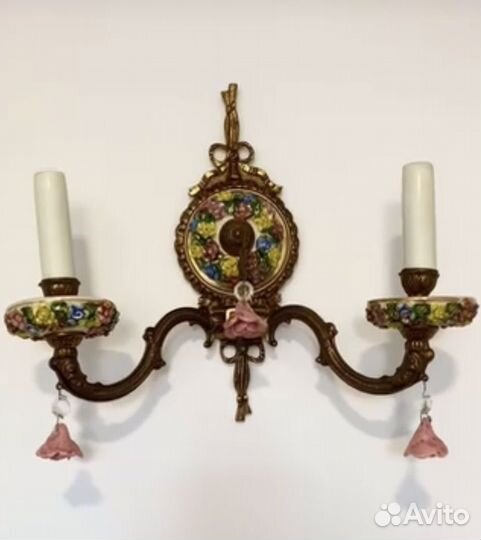Бра винтаж/ бронза, фарфор