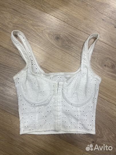 Топ корсет белый с рюшами