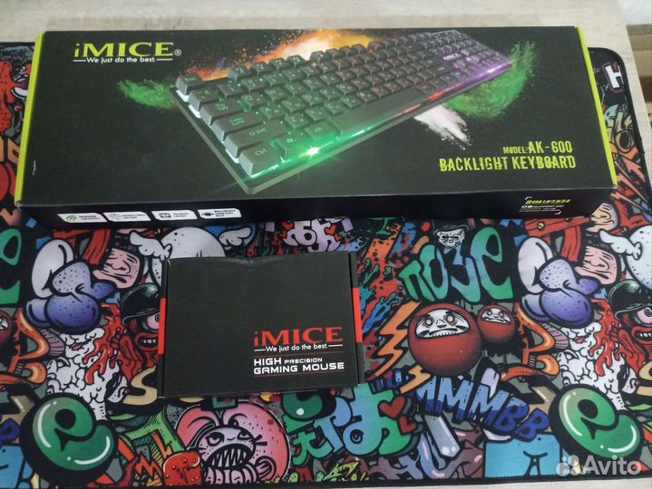 Игровой комплект RGB клавиатура мышь коврик